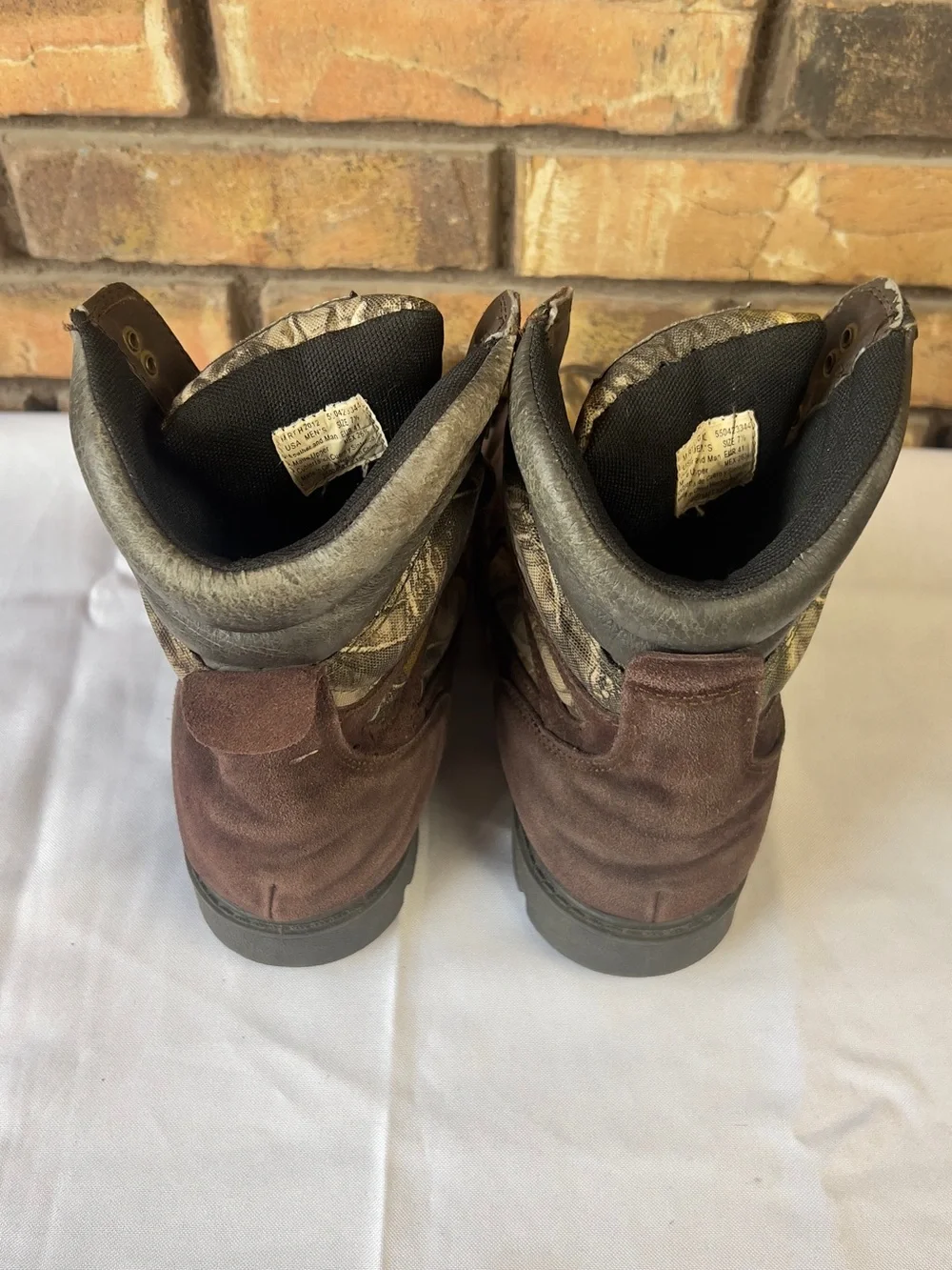 Realtree Camouflage Hunting Boots with Brown Suede Trim